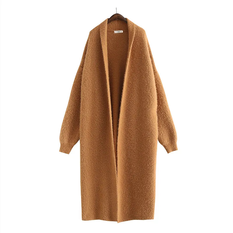 European Luxury Long Faux Mink Fur Cardigans for women 2023 fall Winter Women's cardigans fashion sweaters