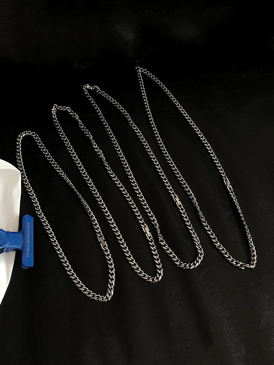 Saz Original Retro Hong Kong Style Trendy Brand Men's Titanium Steel Necklace