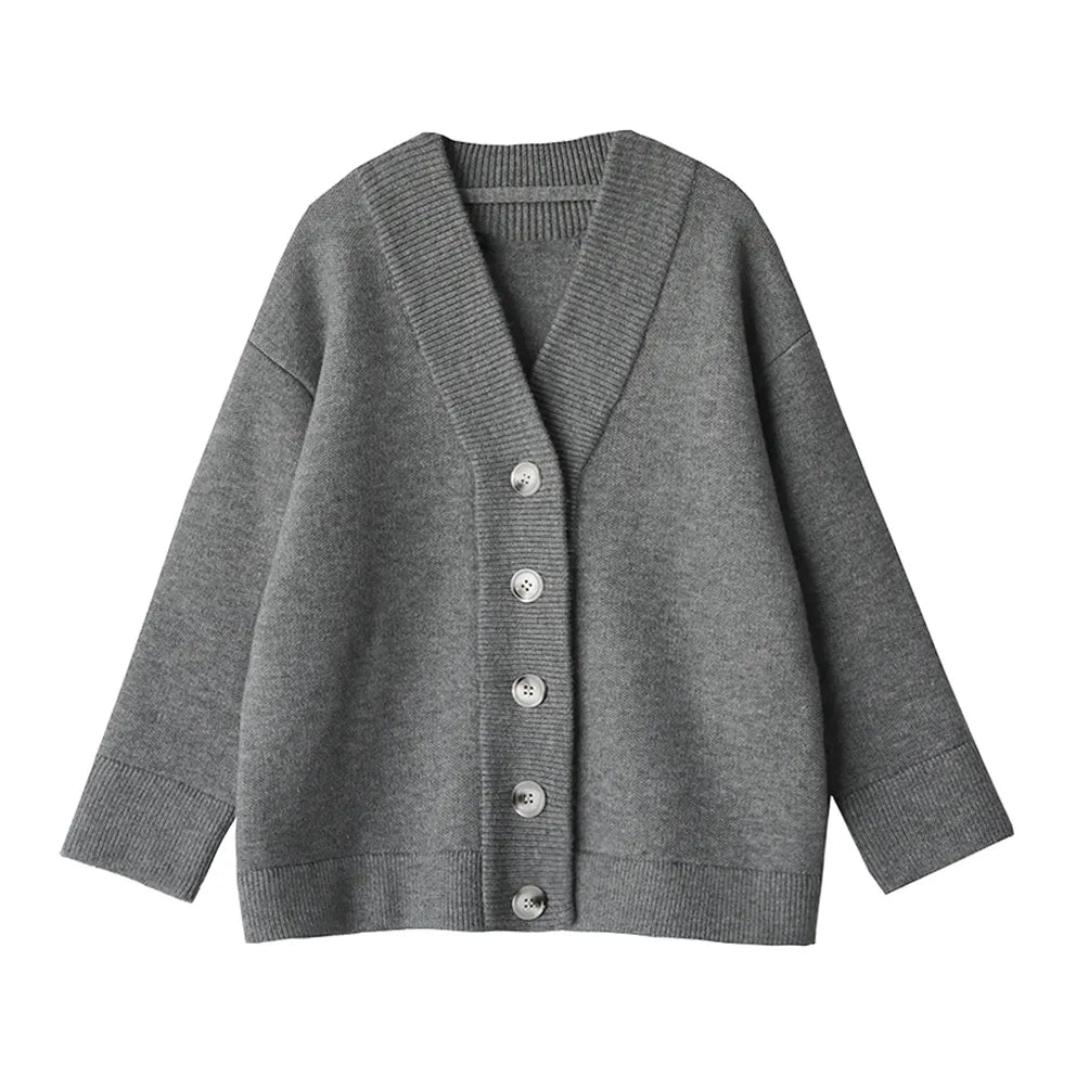 CHIC VEN Women Cardigan Sweater Casual Loose V-neck Knitted Cardigan Thick Long Sleeve Sweaters Coat Women's Winter Jumper Woman