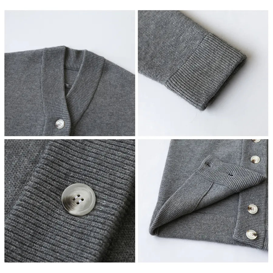 CHIC VEN Women Cardigan Sweater Casual Loose V-neck Knitted Cardigan Thick Long Sleeve Sweaters Coat Women's Winter Jumper Woman
