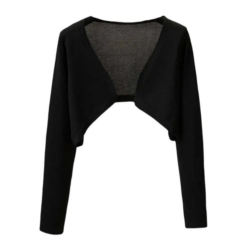 Women Elegant Cropped Long Sleeve Crop Top Mini Knitwear Lightweight Cardigans Shrugs Open Front Sweater Draped Cardigan