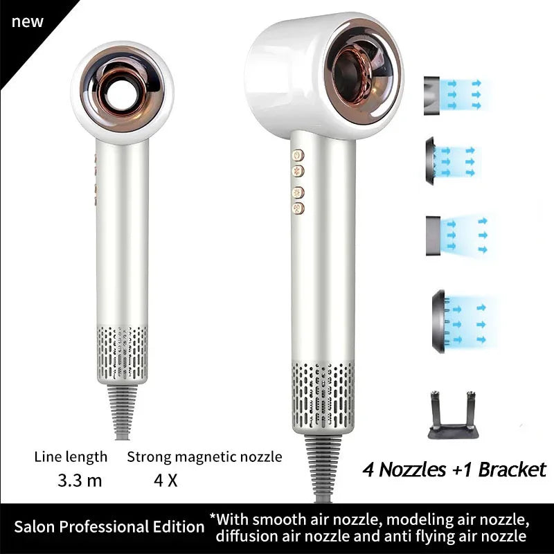 Cupid Beauty Supplies Cupid Beauty Supplies White 4 Nozzle 3.3M / KR Hair Dryer Leafless Hair Dryer: Super-Speed Ionic Styling Tool