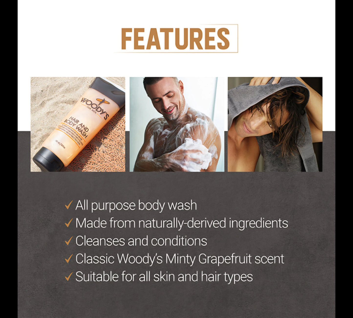 Woody's Hair and Body Wash, 10 oz