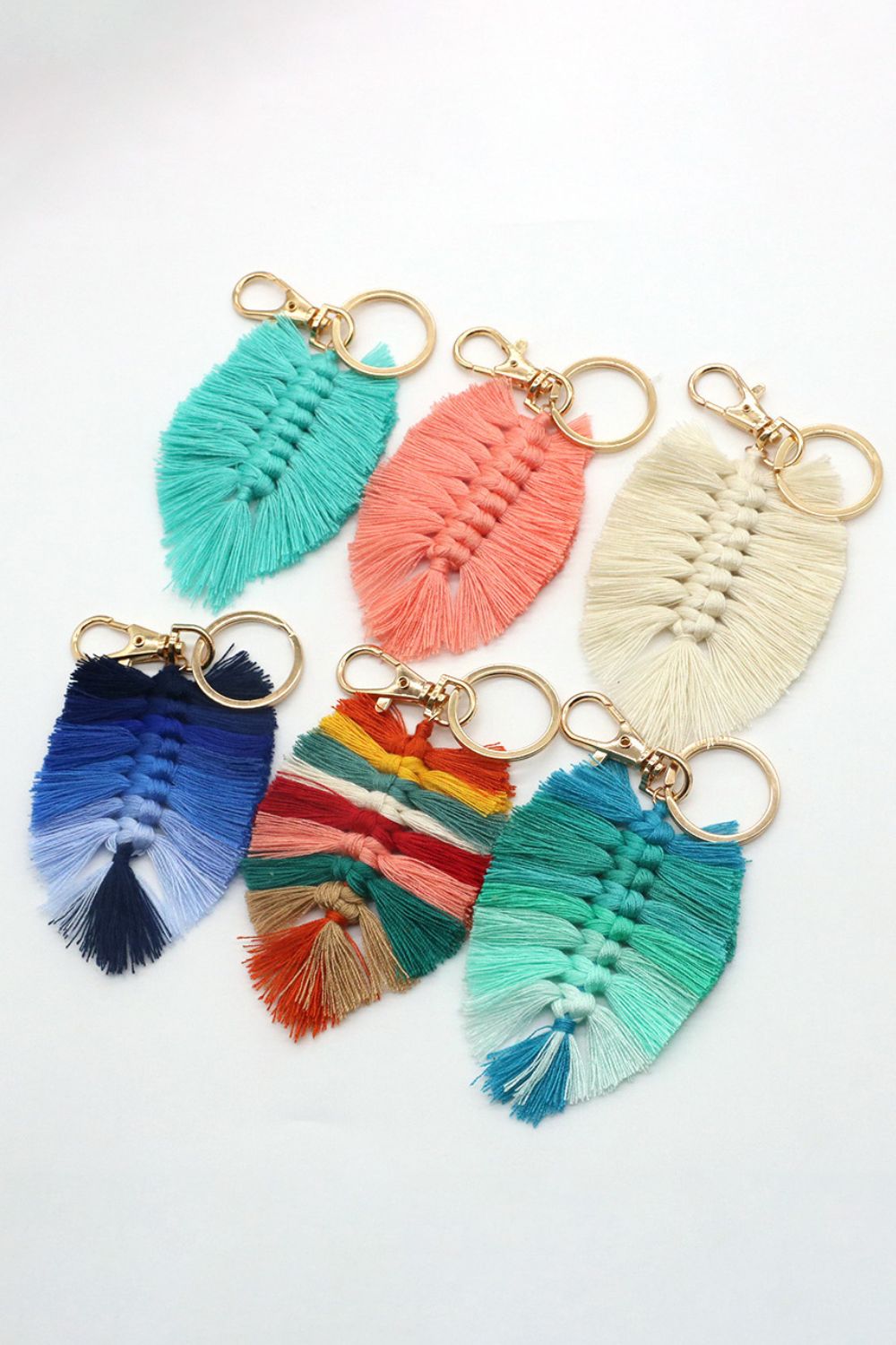 Trendsi Cupid Beauty Supplies Keychains Assorted 4-Pack Leaf Shape Fringe Keychain