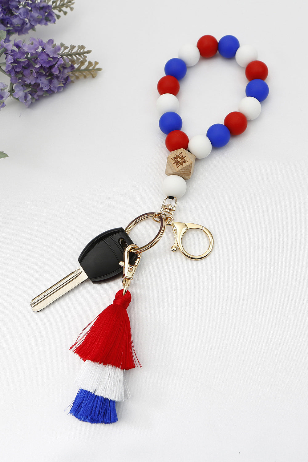 Trendsi Cupid Beauty Supplies Keychains Contrast Tassel Silicone Bead Wristlet Key Chain