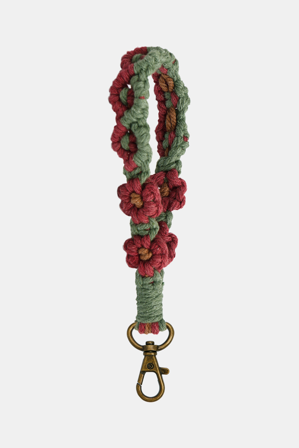 Trendsi Cupid Beauty Supplies Deep Red / One Size Keychains Flower Shape Wristlet Alloy Closure Macrame Key Chain