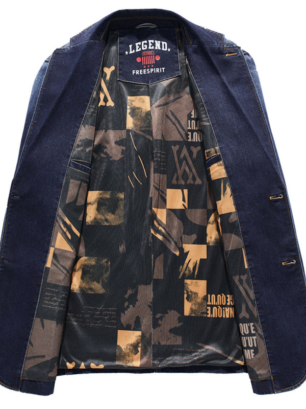 kakaclo Cupid Beauty Supplies Man Denim Jacket Men's Casual Loose Denim Multi-pocket Suit Jacket