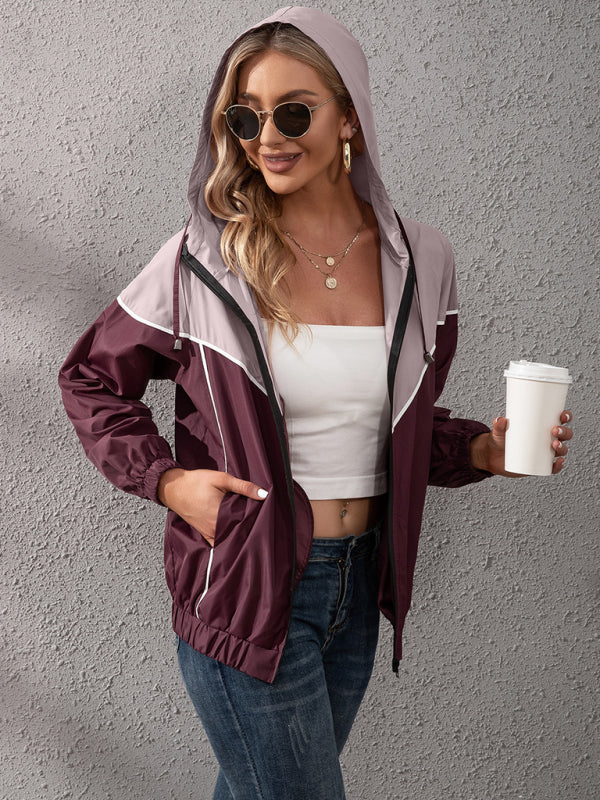 kakaclo Cupid Beauty Supplies Women's Hooded Casual Contrast Windbreaker Jacket