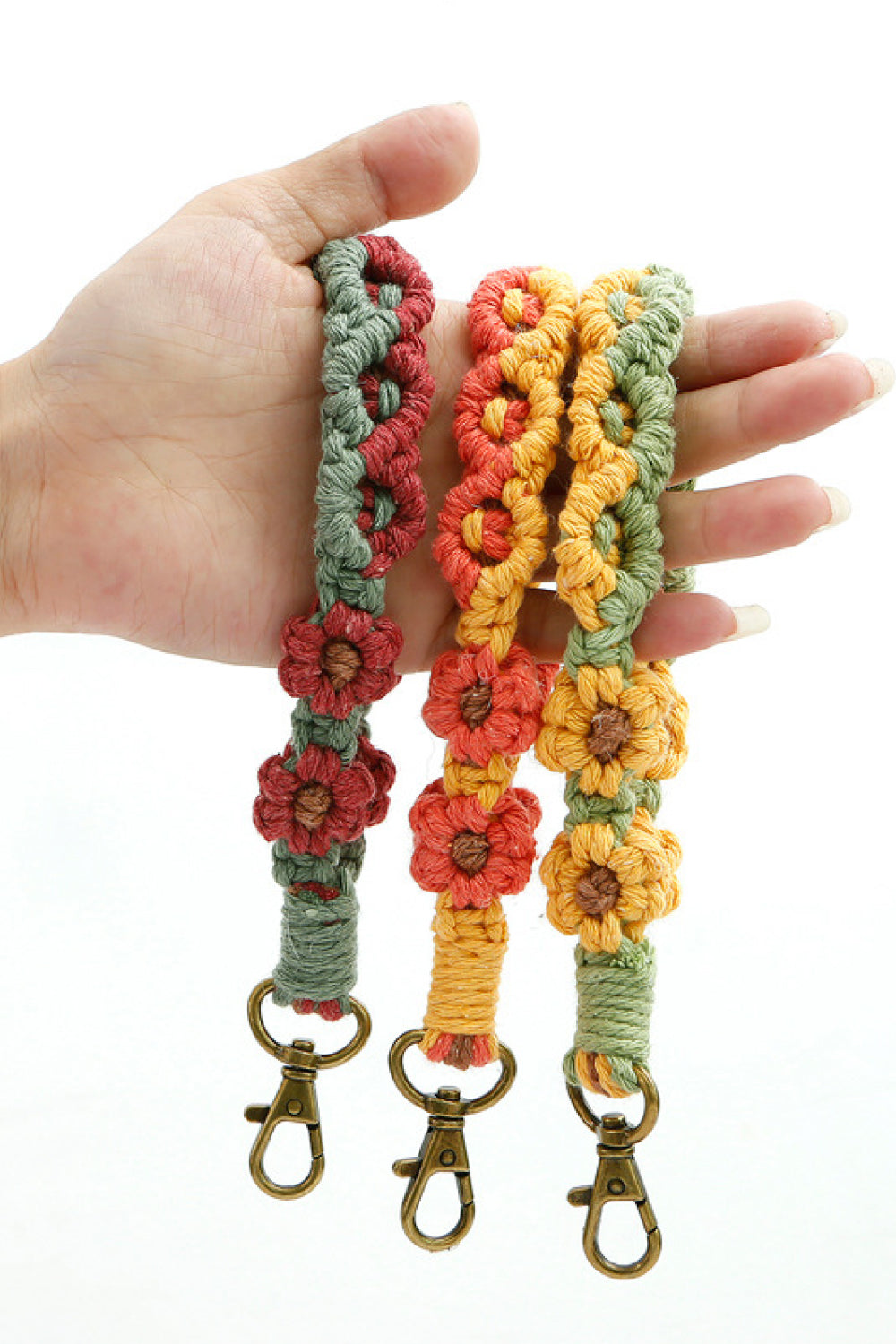 Trendsi Cupid Beauty Supplies Keychains Flower Shape Wristlet Alloy Closure Macrame Key Chain
