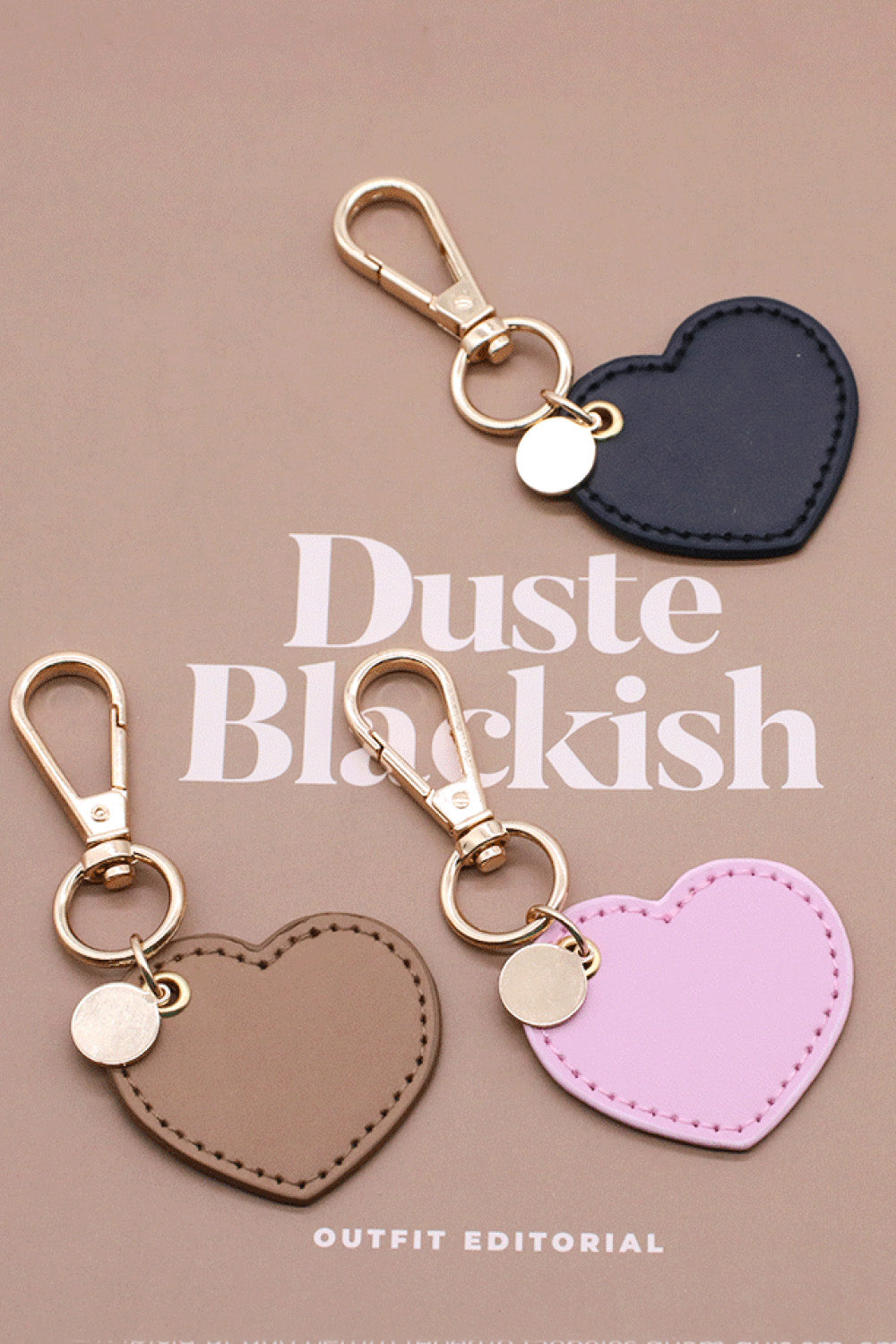 Trendsi Cupid Beauty Supplies Keychains Assorted 4-Pack Heart Shape PU Leather Keychain