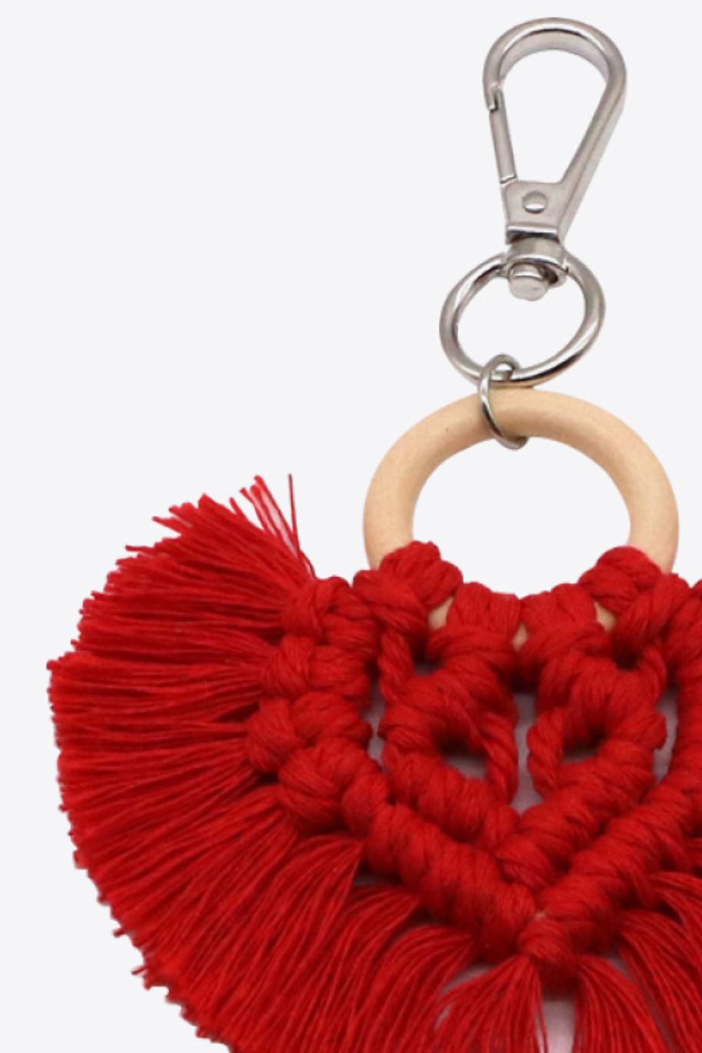 Trendsi Cupid Beauty Supplies Keychains Assorted 4-Pack Heart-Shaped Macrame Fringe Keychain