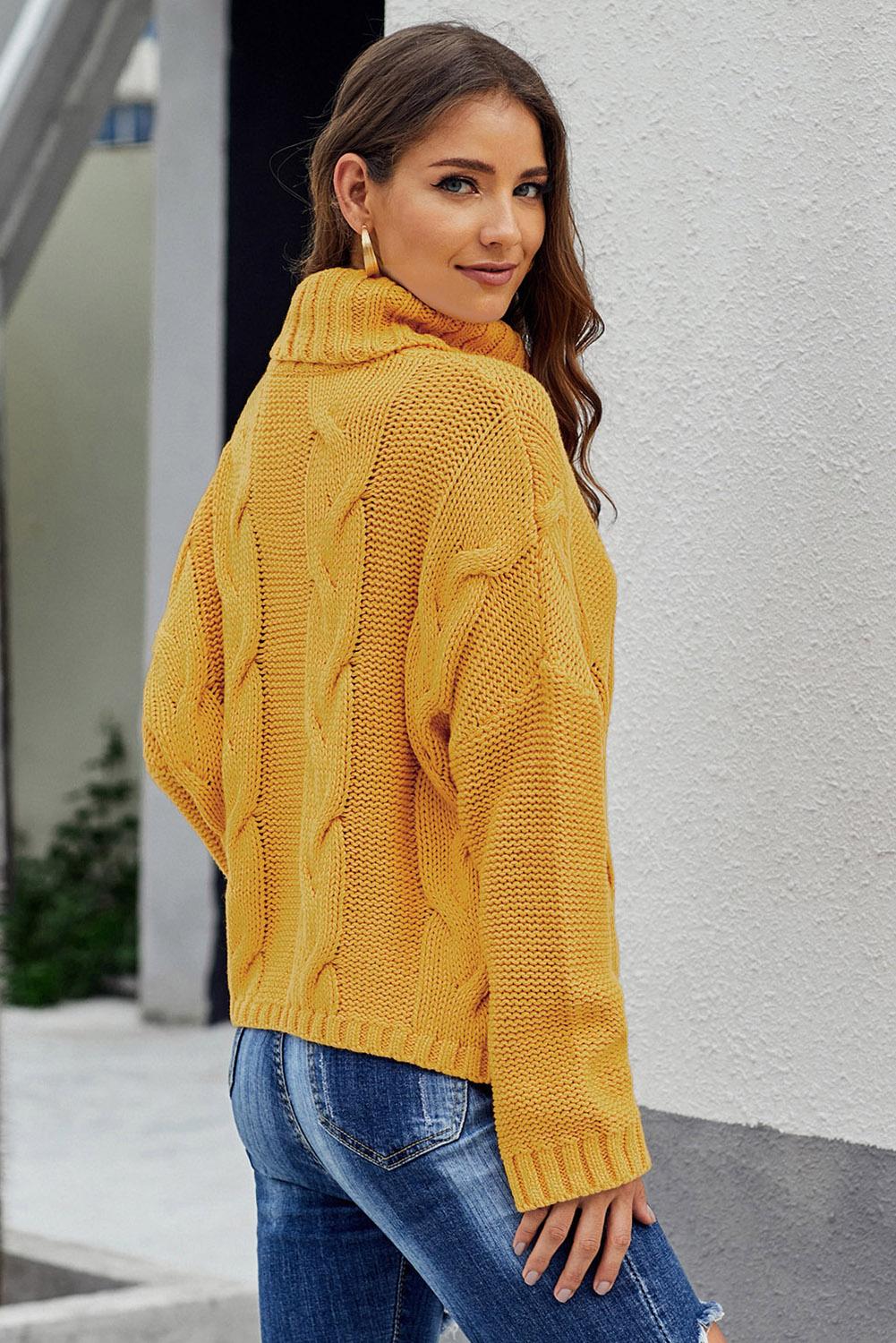 Solid Long Sleeve Turtle Neck Sweater - Cupid Beauty Supplies