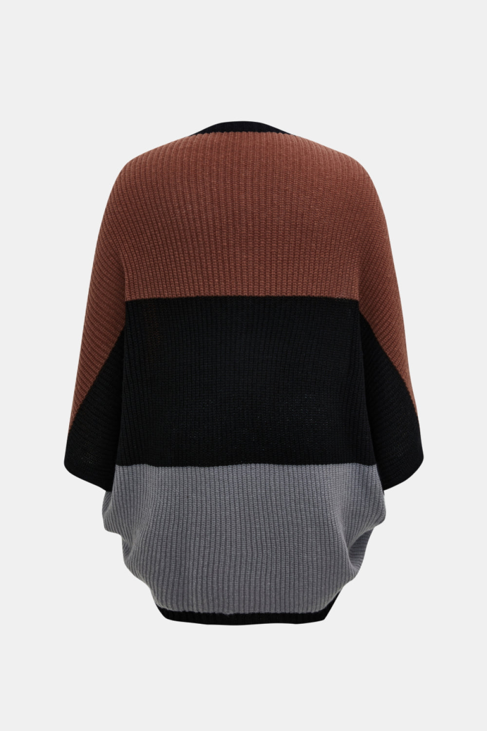 Plus Size Color Block Horizontal-Ribbing Cardigan - Cupid Beauty Supplies