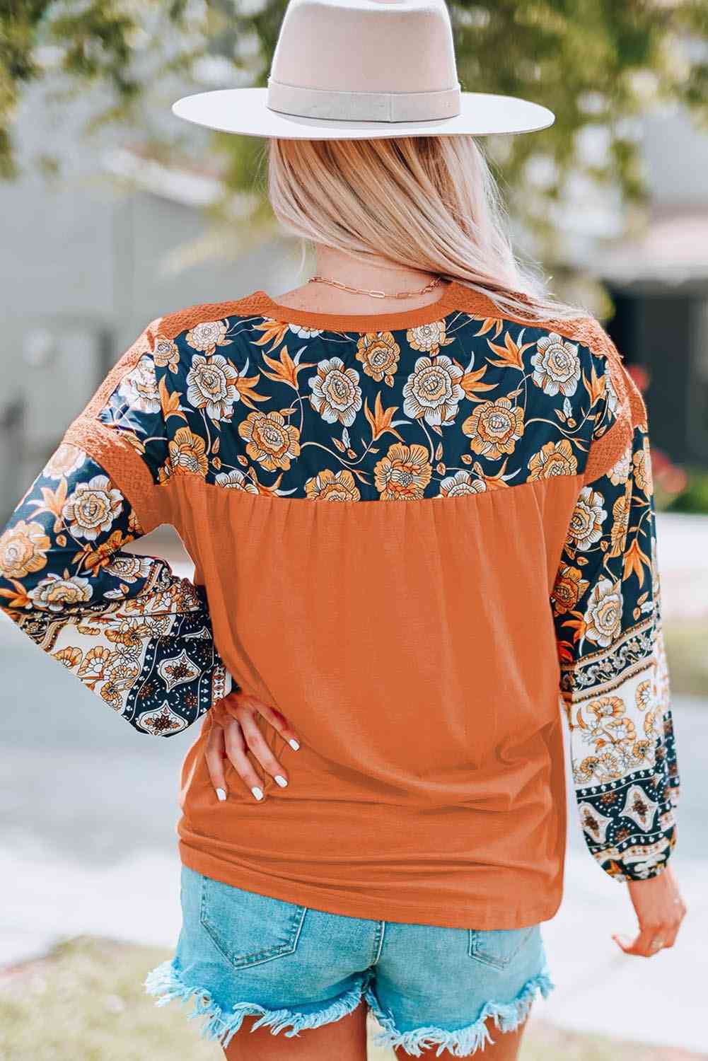 Floral Slogan Long Sleeve Top