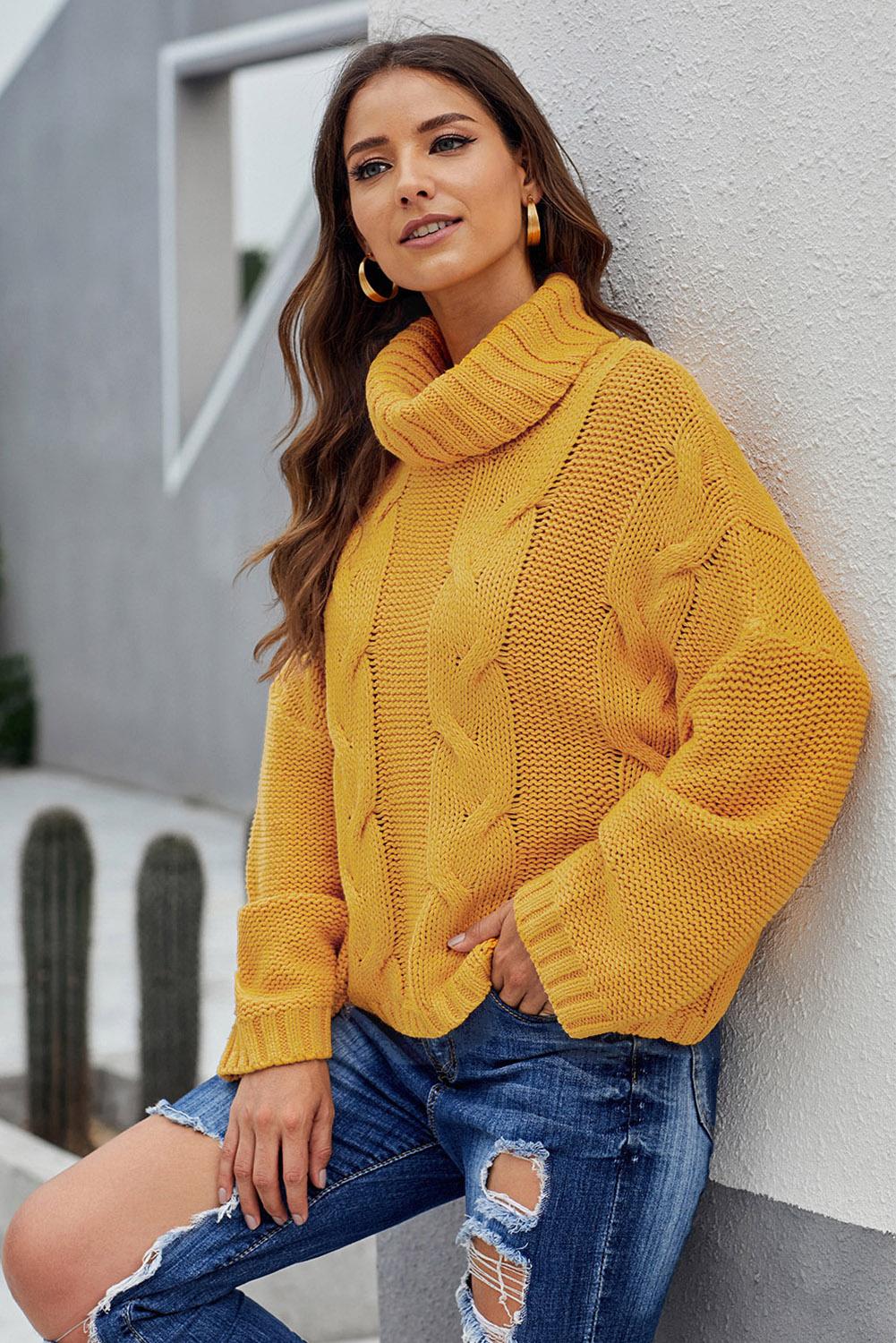 Solid Long Sleeve Turtle Neck Sweater - Cupid Beauty Supplies