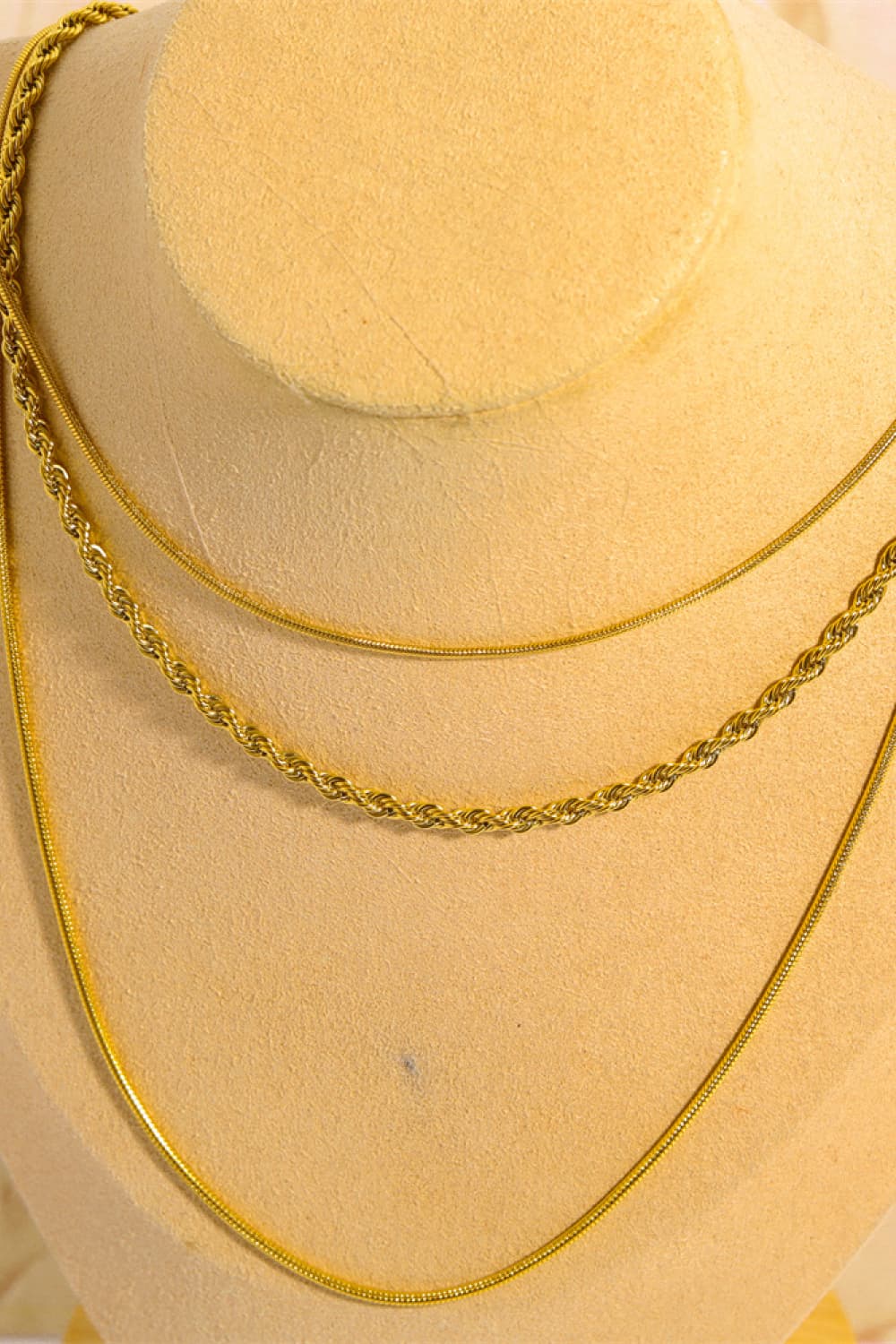 Trendsi Cupid Beauty Supplies Women Necklace Stainless Steel 18K Gold Pleated Triple Layer Necklace