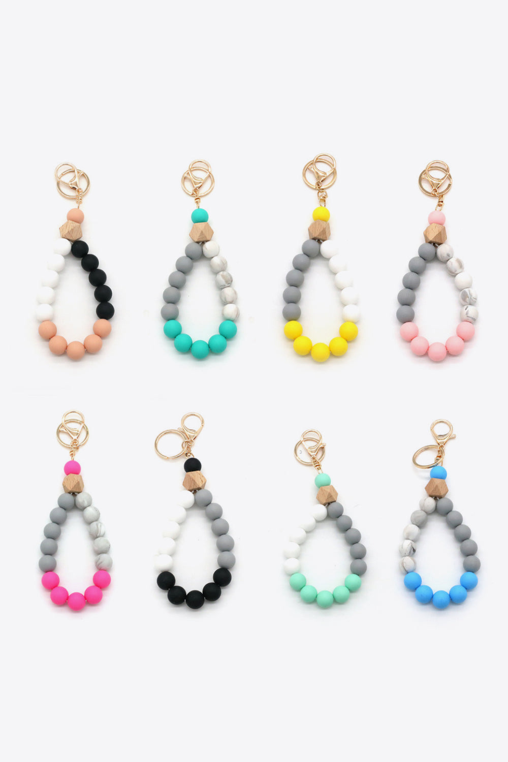 Trendsi Cupid Beauty Supplies Keychains Assorted 2-Pack Multicolored Beaded Wristlet Keychain