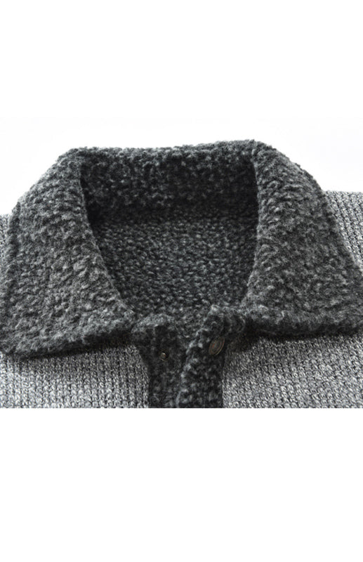 Men's Casual Solid Color Sweater Single Breasted Lapel Sweater Cardigan