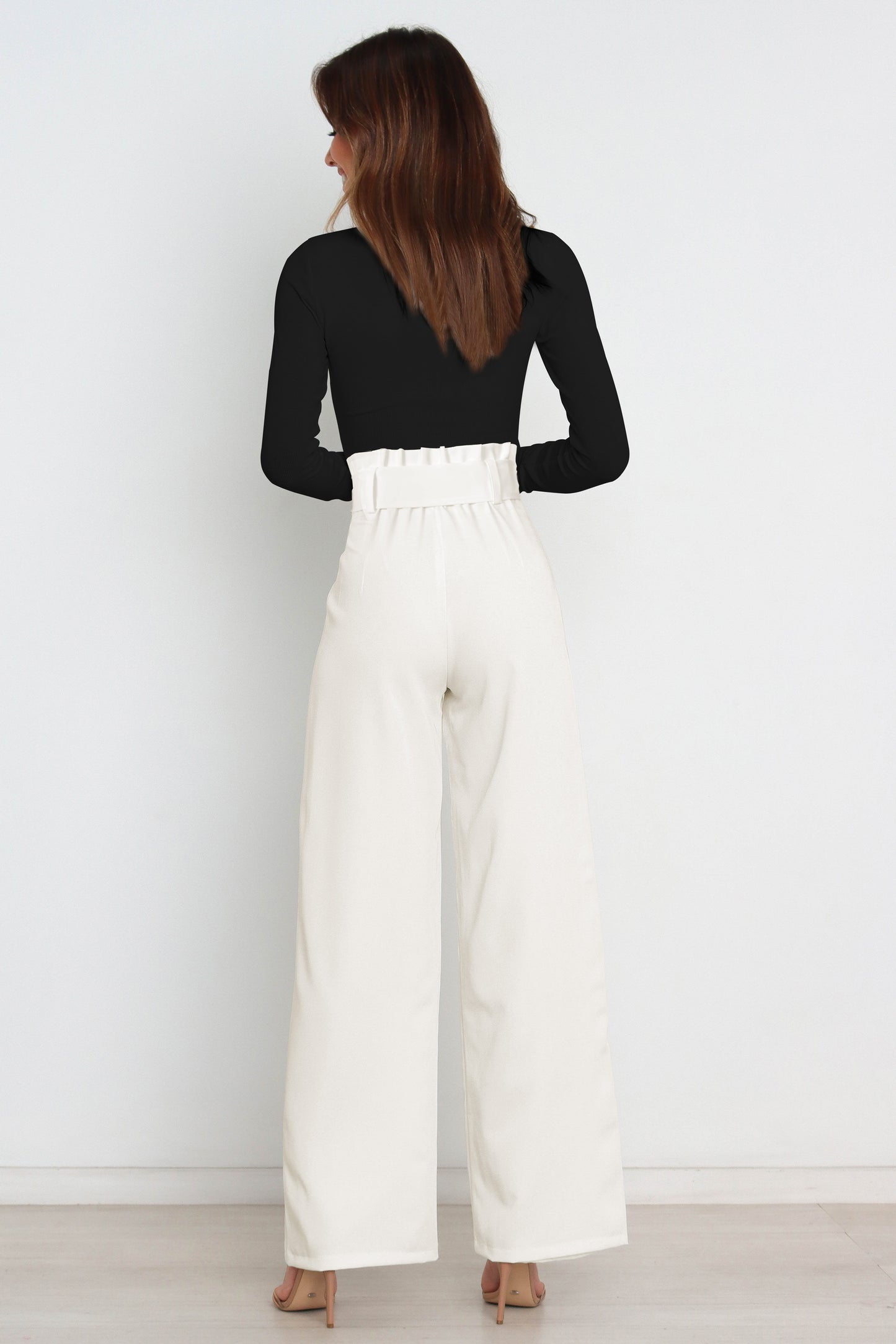 Trendsi Cupid Beauty Supplies Women Pants Tie Front Paperbag Wide Leg Pants