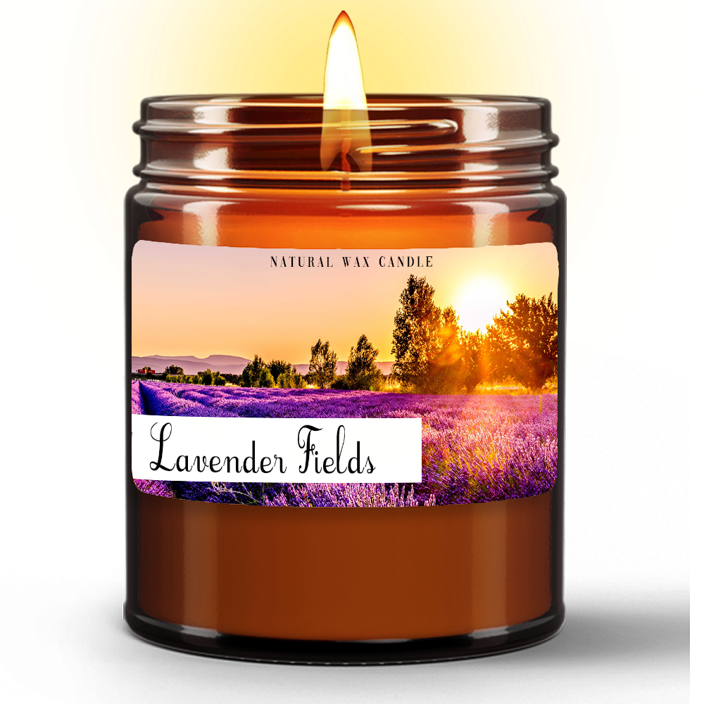Candlefy Cupid Beauty Supplies candle Natural Wax Candle in Amber Jar, Lavender Fields Scent(9oz)