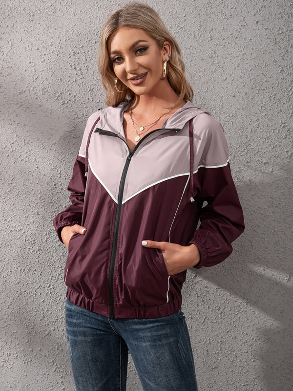 kakaclo Cupid Beauty Supplies Women's Hooded Casual Contrast Windbreaker Jacket