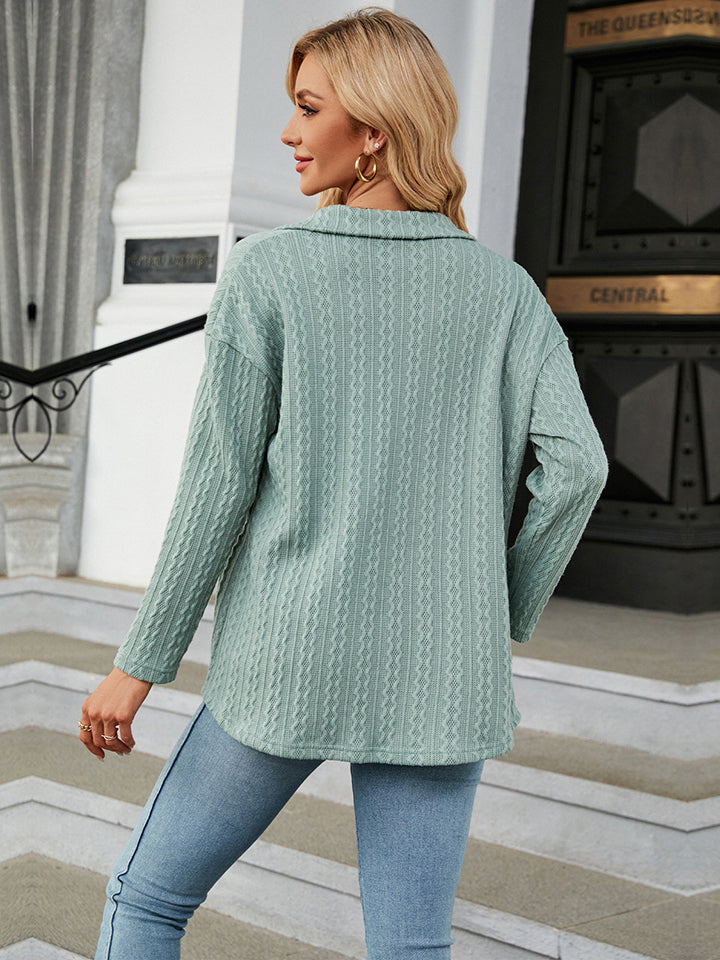 Trendsi Cupid Beauty Supplies Blouses Collared Neck Long Sleeve Shirt