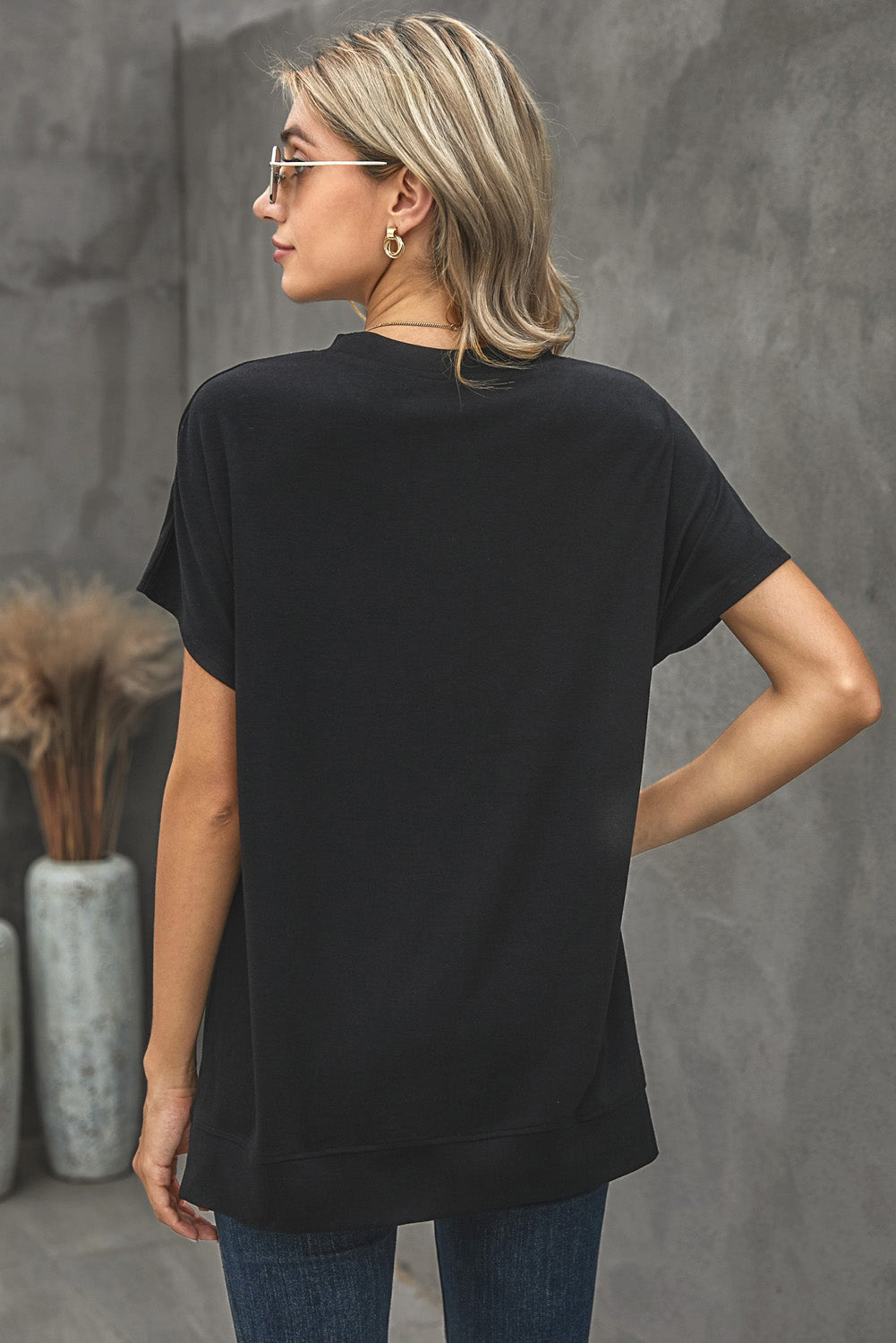 Trendsi Cupid Beauty Supplies Woman's T-Shirts Round Neck Short Sleeve Solid Color Tee