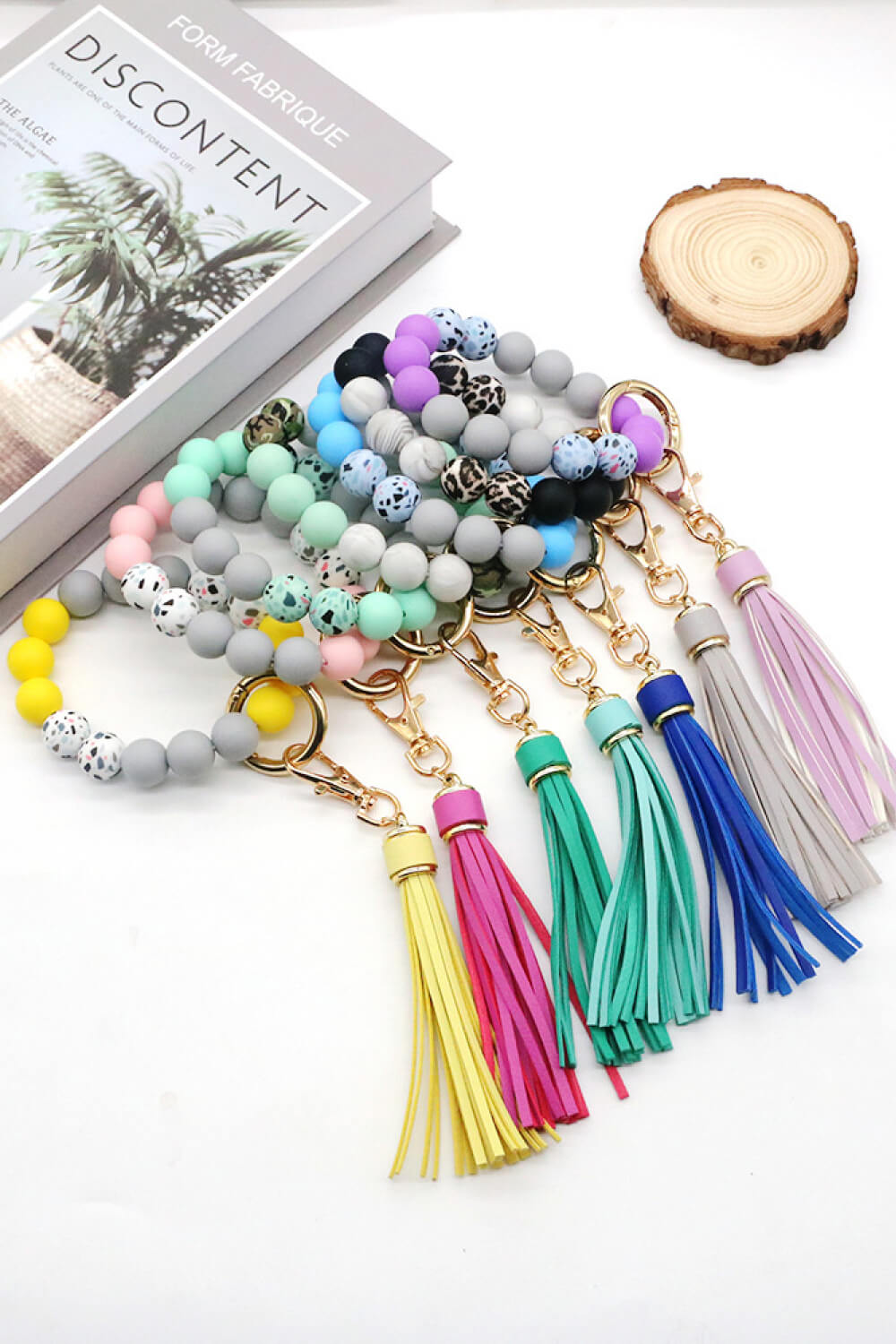 Trendsi Cupid Beauty Supplies Keychains Assorted 2-Pack Multicolored Beaded Tassel Keychain
