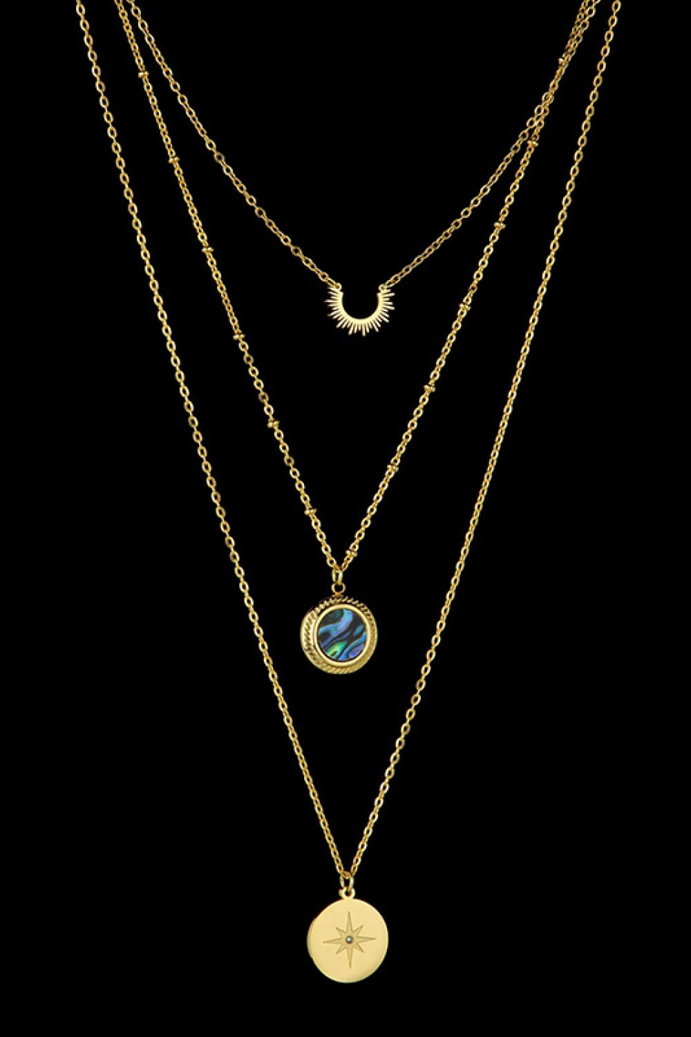 Trendsi Cupid Beauty Supplies Women Necklace Triple-Layered Stainless Steel Necklace