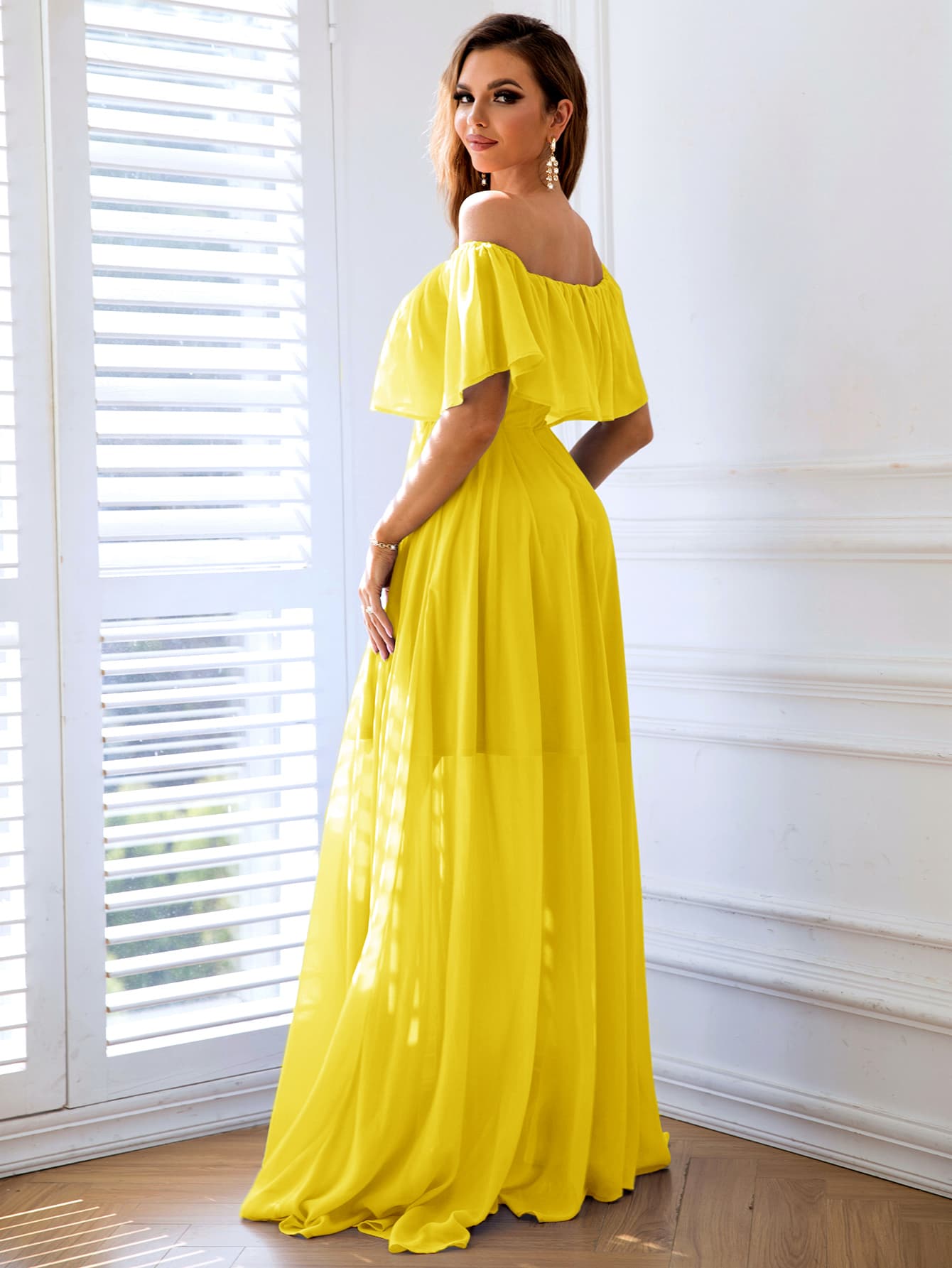 Trendsi Cupid Beauty Supplies Woman Cocktail Dresses Off-Shoulder Layered Split Maxi Dress