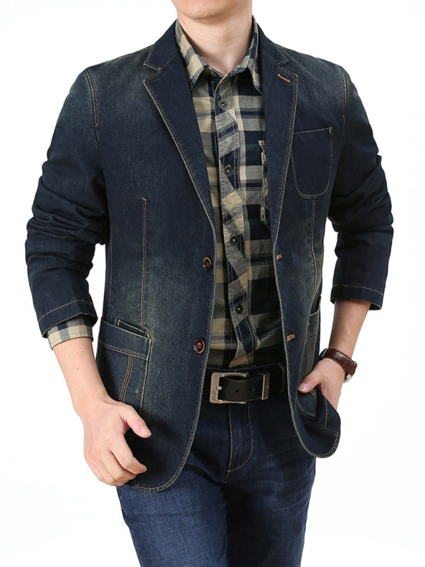 kakaclo Cupid Beauty Supplies Man Denim Jacket Men's Casual Loose Denim Multi-pocket Suit Jacket