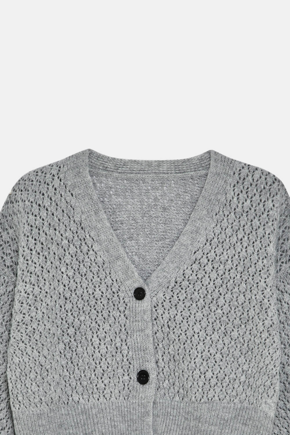 Ribbed Trim Lantern Sleeve Button Up Cardigan - Cupid Beauty Supplies