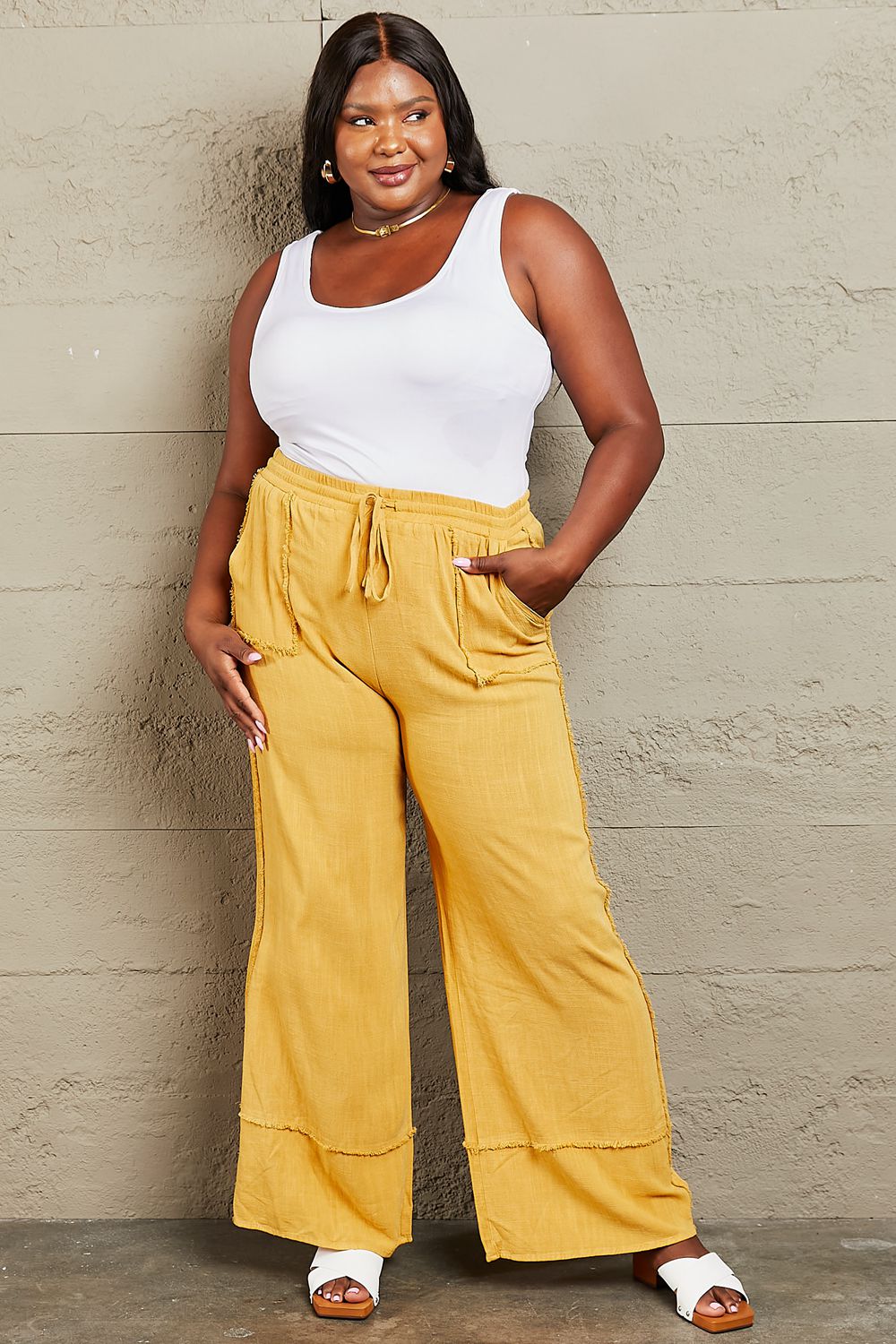 Trendsi Cupid Beauty Supplies Women Pants HEYSON Love Me Full Size Mineral Wash Wide Leg Pants