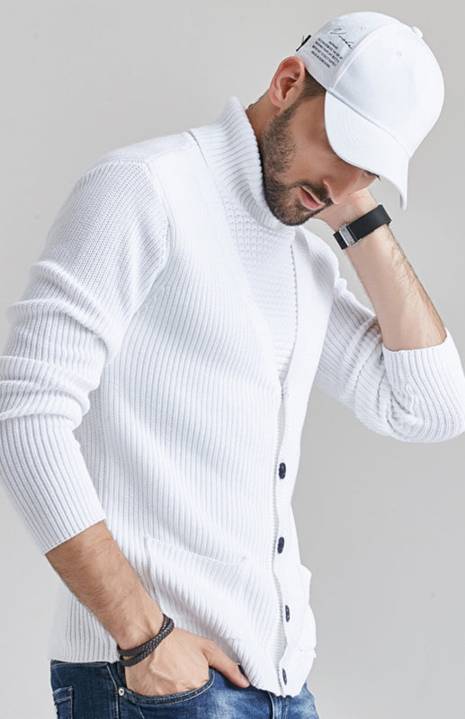 Men's Turtleneck Sweater Slim Thin Knit Cardigan
