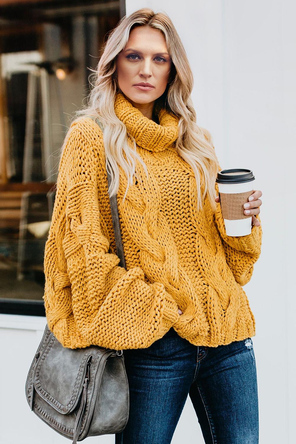 Solid Long Sleeve Turtle Neck Sweater - Cupid Beauty Supplies