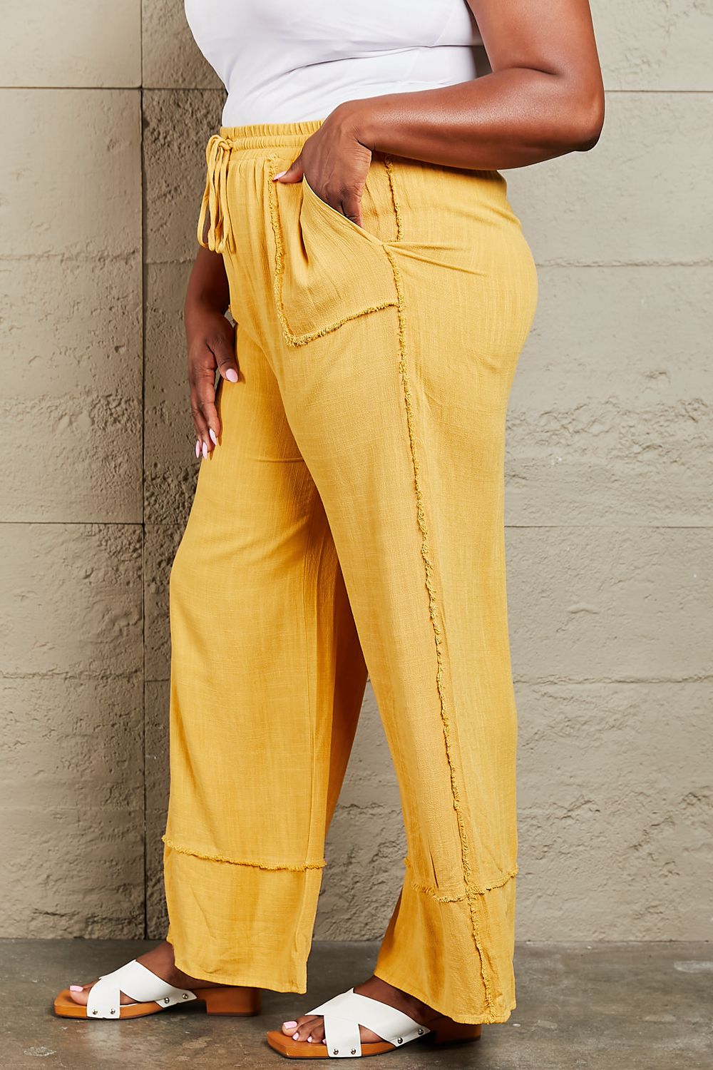 Trendsi Cupid Beauty Supplies Women Pants HEYSON Love Me Full Size Mineral Wash Wide Leg Pants
