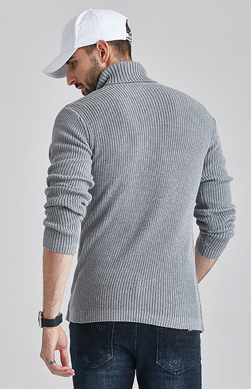 Men's Turtleneck Sweater Slim Thin Knit Cardigan