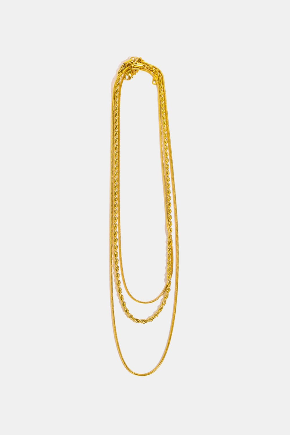 Trendsi Cupid Beauty Supplies Gold / One Size Women Necklace Stainless Steel 18K Gold Pleated Triple Layer Necklace