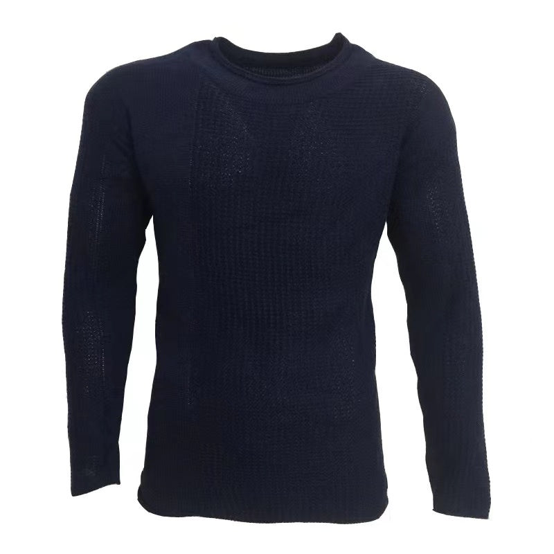 Men's Soft Contrast Sweaters Pullover Classic Ribbed Turtleneck Sweater