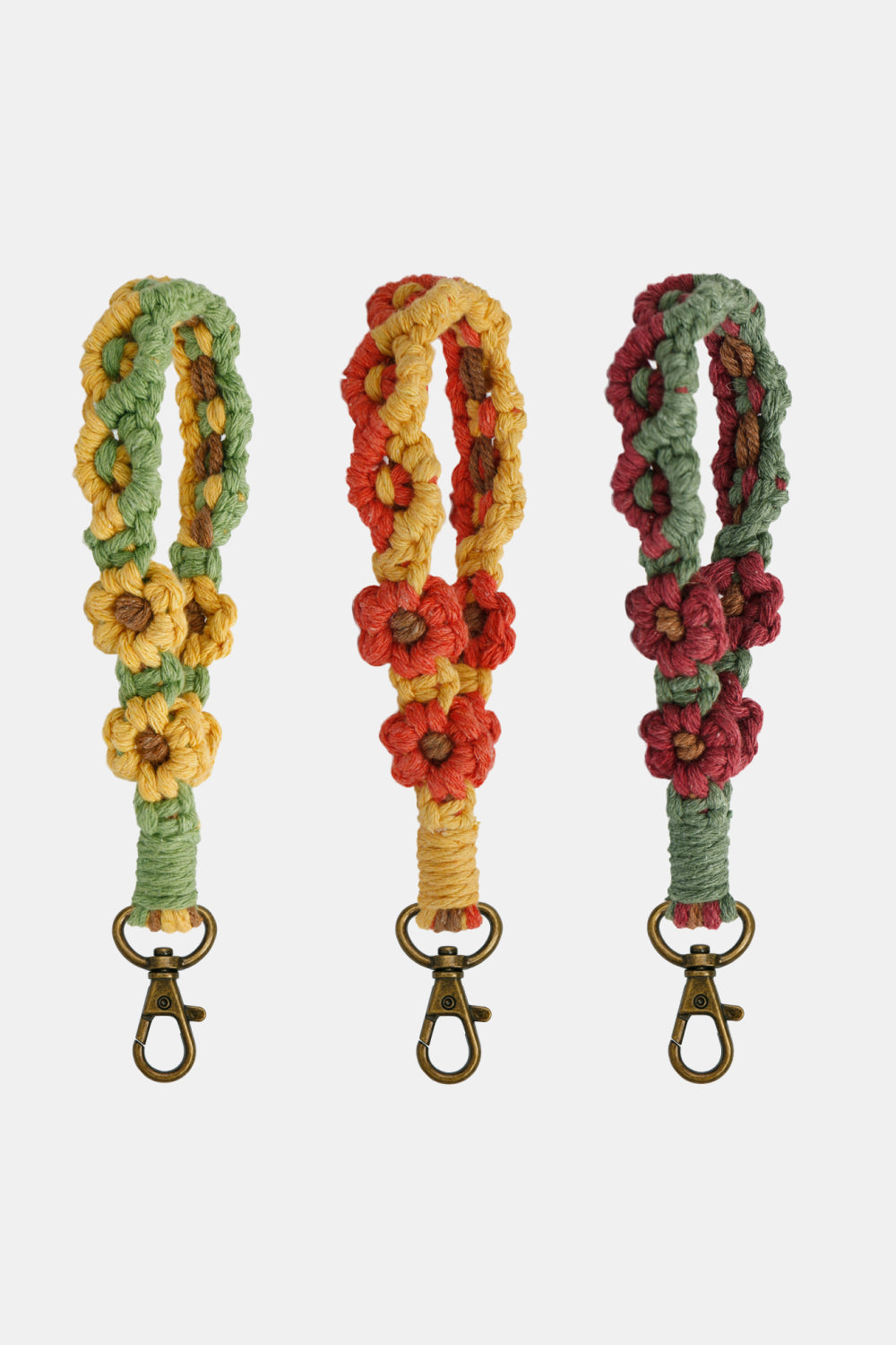 Trendsi Cupid Beauty Supplies Keychains Flower Shape Wristlet Alloy Closure Macrame Key Chain