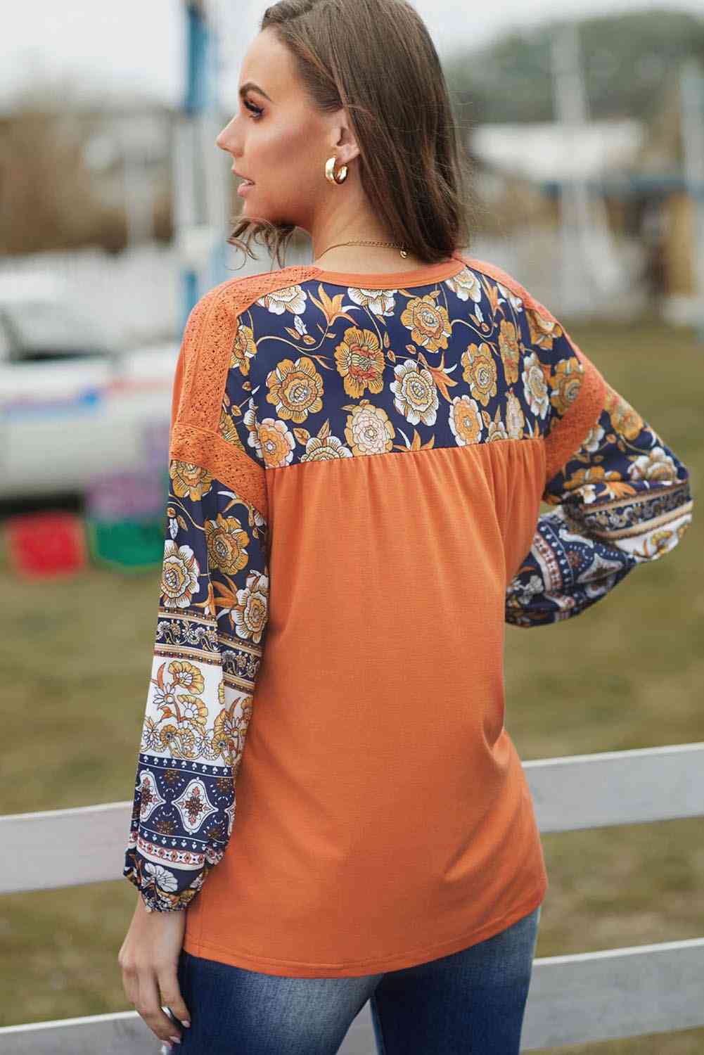 Floral Slogan Long Sleeve Top