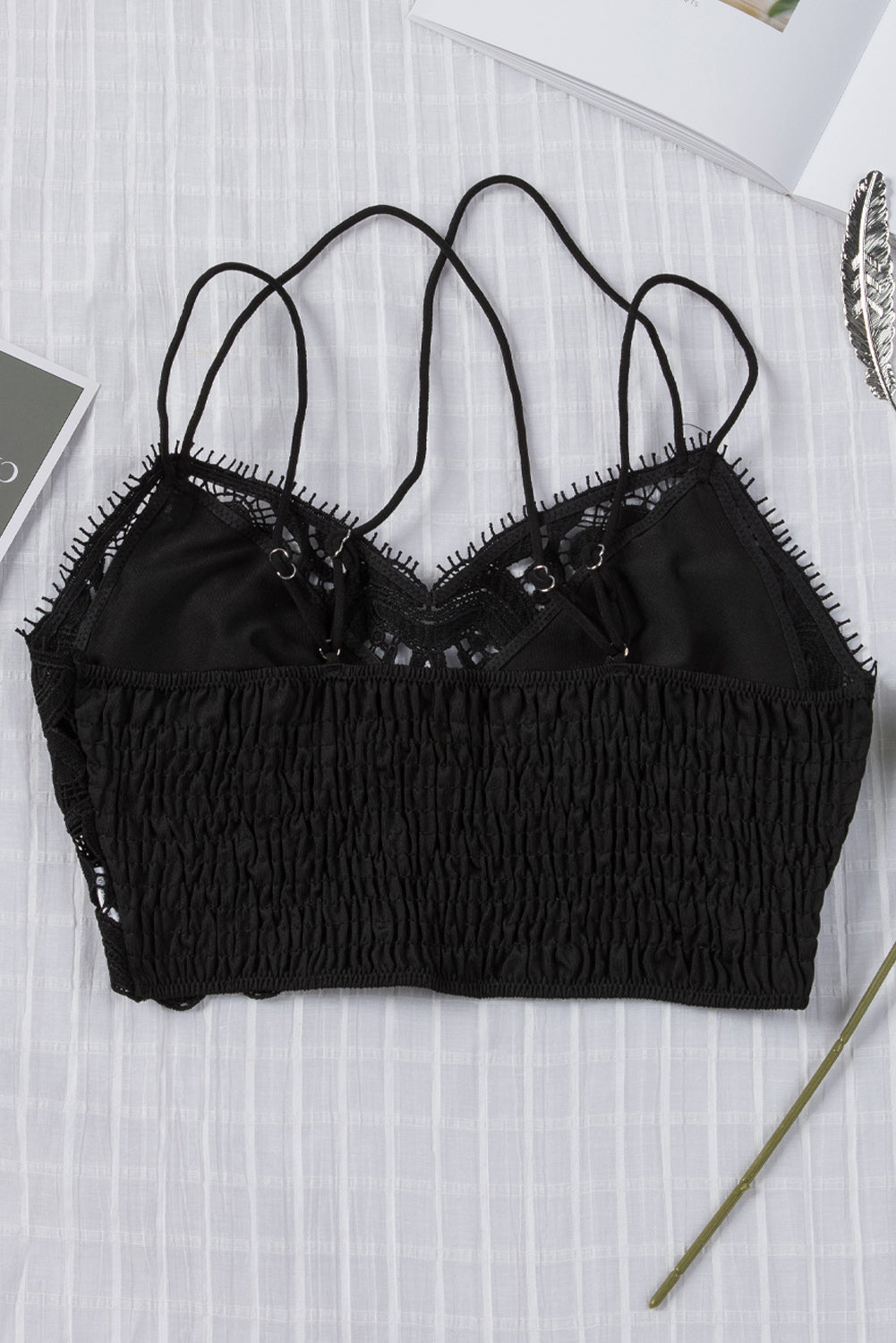 Trendsi Cupid Beauty Supplies Woman Bra Smocked Eyelash Trim Lace Bralette
