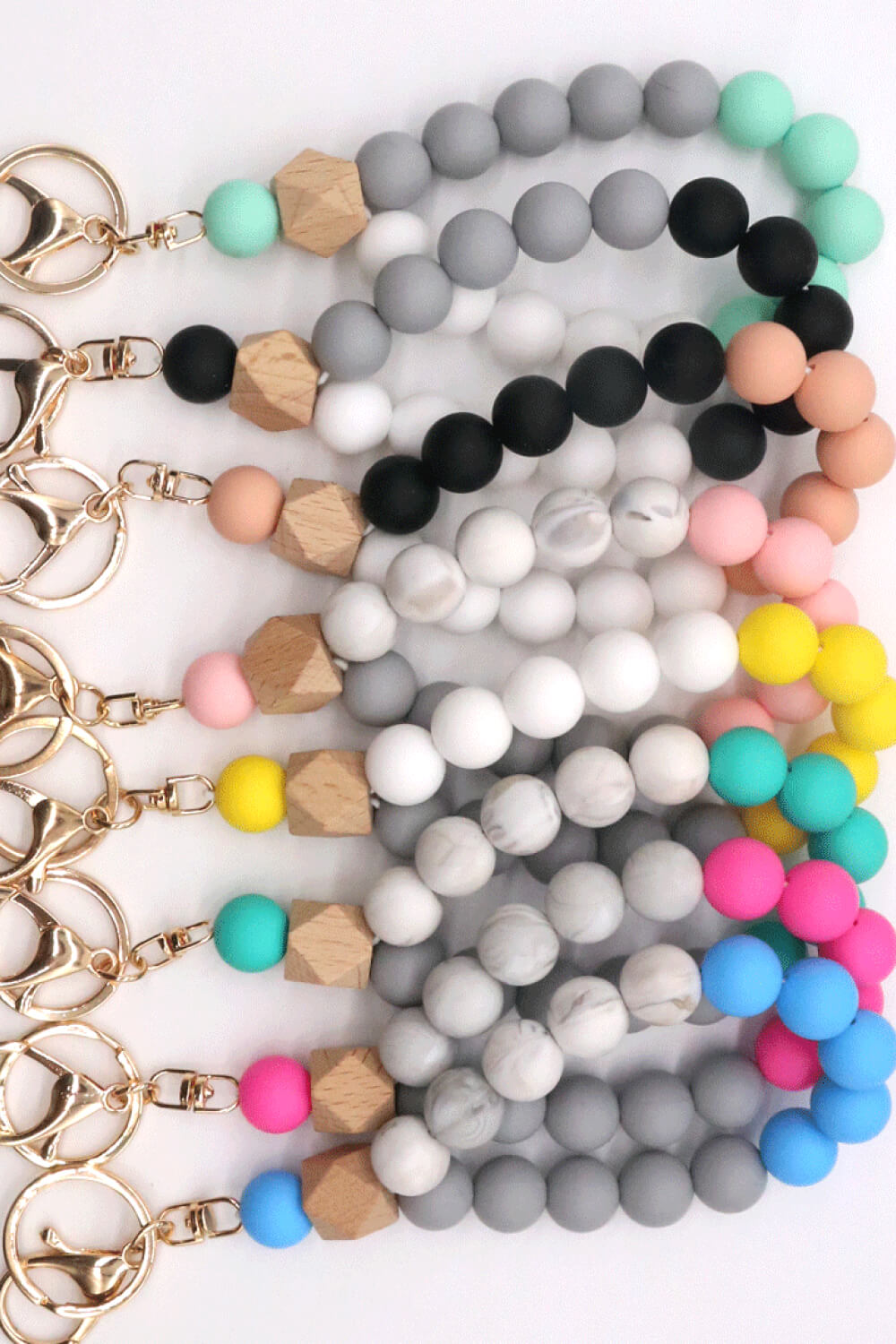 Trendsi Cupid Beauty Supplies Keychains Assorted 2-Pack Multicolored Beaded Wristlet Keychain