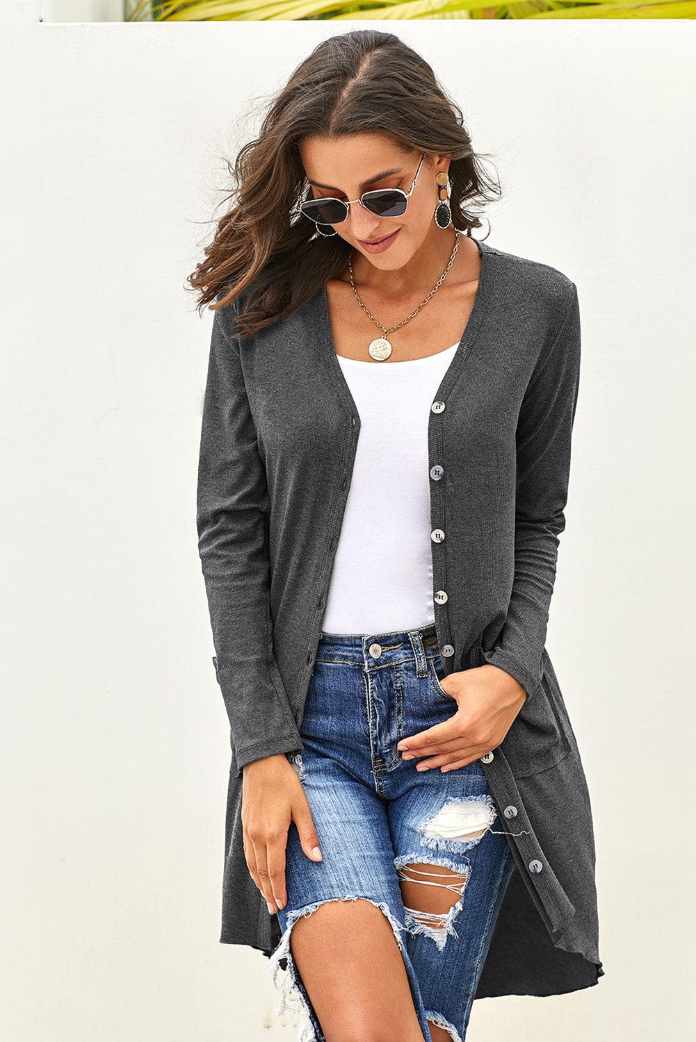Long Sleeve Button-down Knitted Cardigan - Cupid Beauty Supplies