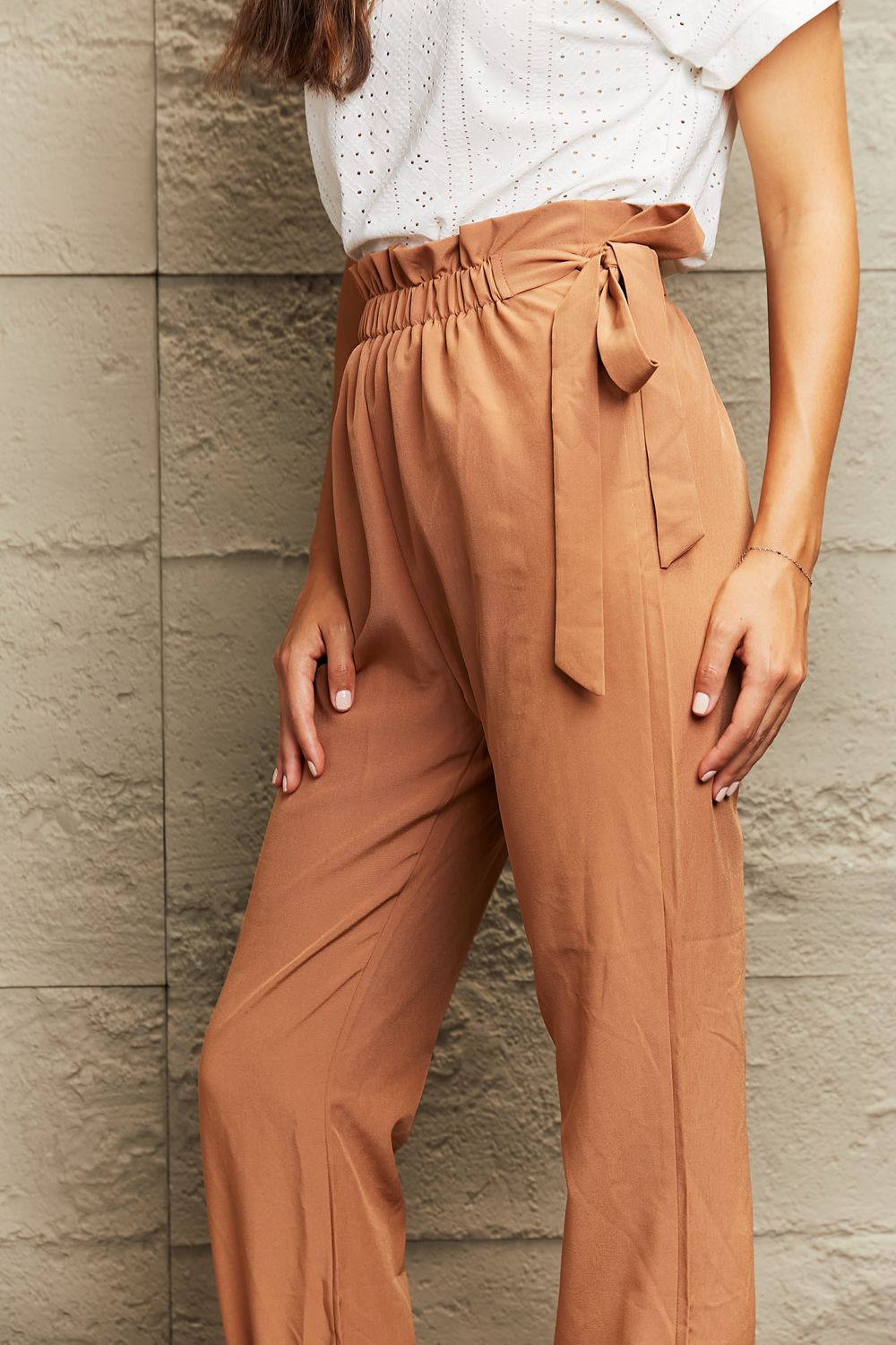 Trendsi Cupid Beauty Supplies Women Pants Tie Waist Cropped Pants