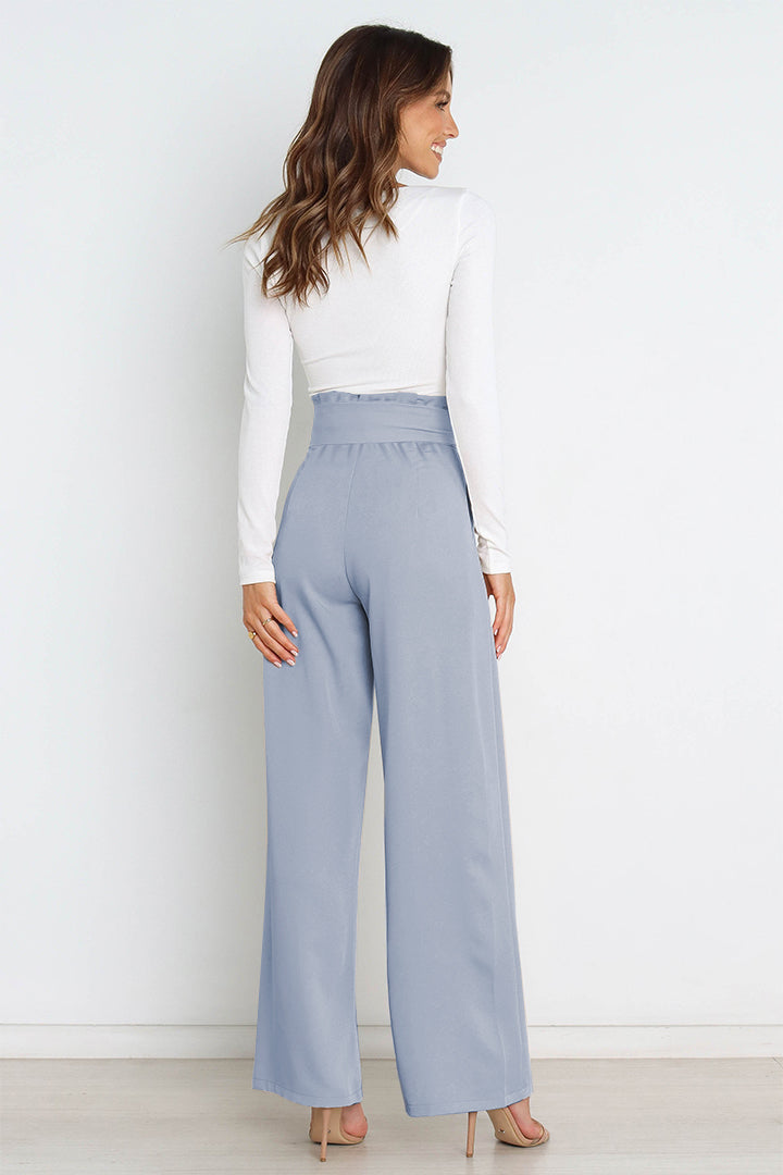 Trendsi Cupid Beauty Supplies Women Pants Tie Front Paperbag Wide Leg Pants