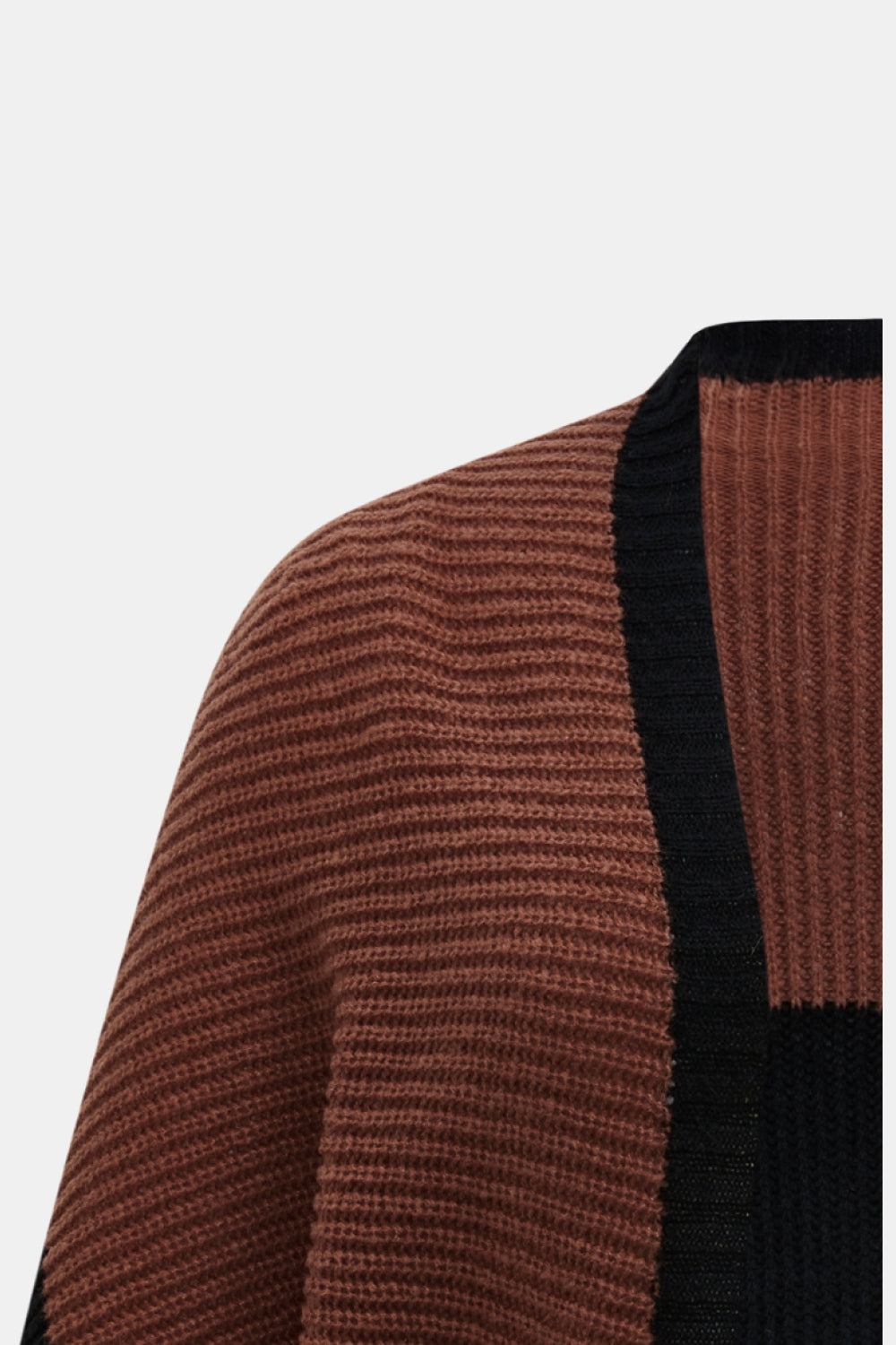 Plus Size Color Block Horizontal-Ribbing Cardigan - Cupid Beauty Supplies