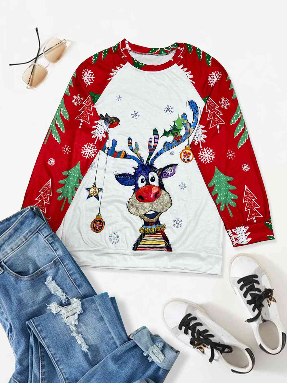 Plus Size Christmas Raglan Sleeve T-Shirt
