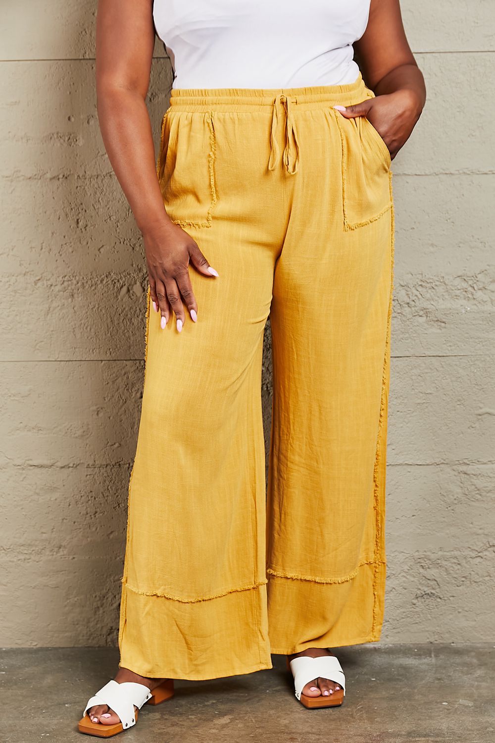 Trendsi Cupid Beauty Supplies Women Pants HEYSON Love Me Full Size Mineral Wash Wide Leg Pants