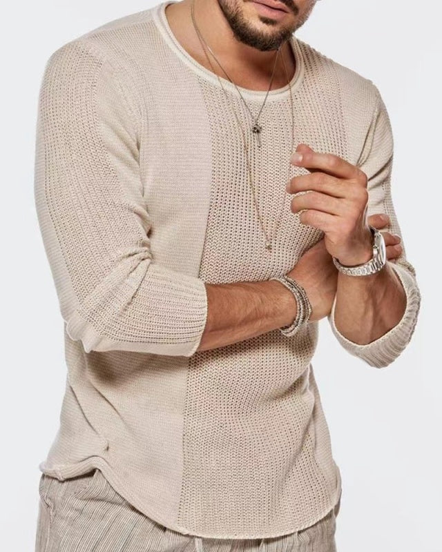 Men's Soft Contrast Sweaters Pullover Classic Ribbed Turtleneck Sweater